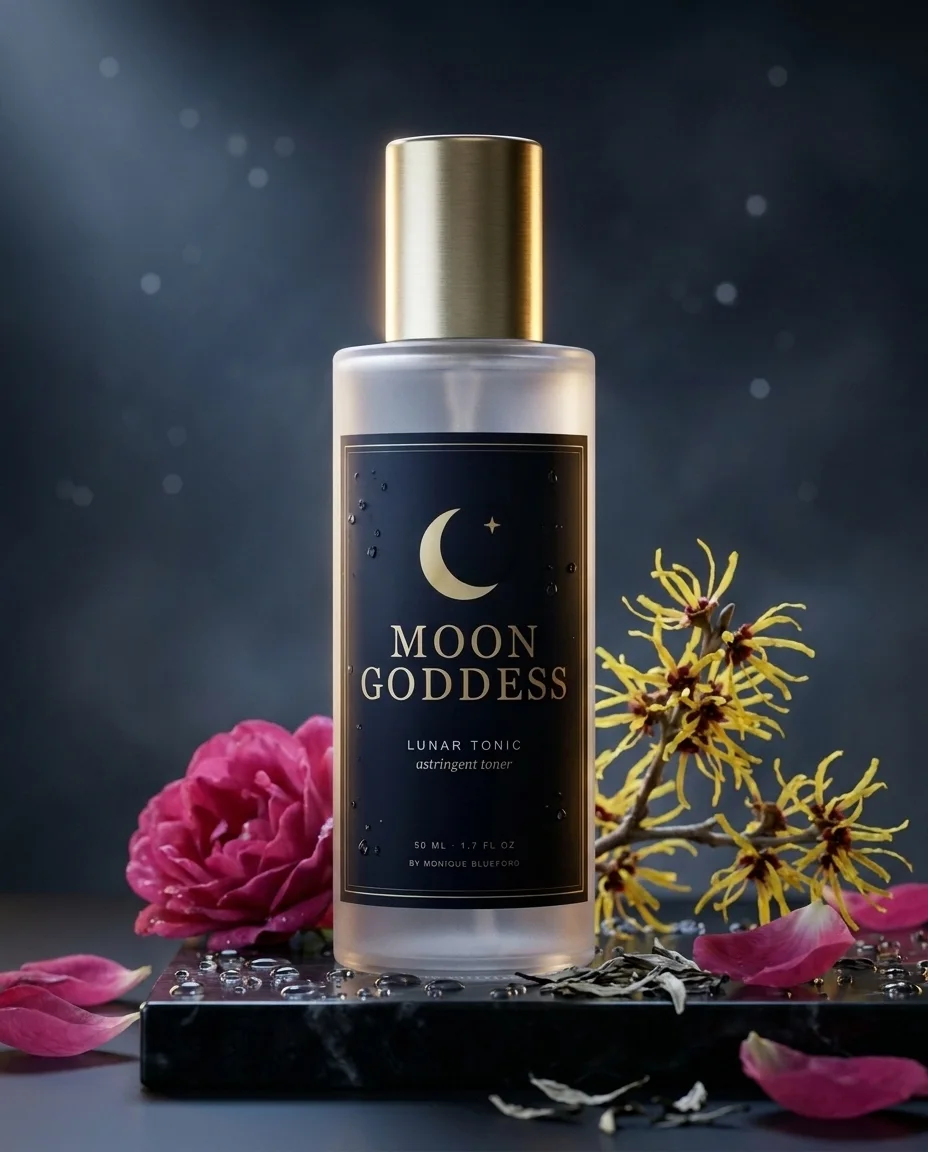 Lunar Tonic with rose petals and witch hazel